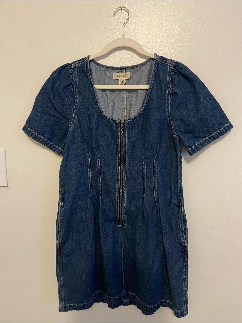 Madewell Denim Darted Mini Dress in Pixie Wash - Size 10